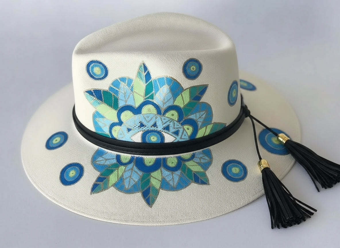 Sombrero mándalas / color invirtiendo pintado a mano
